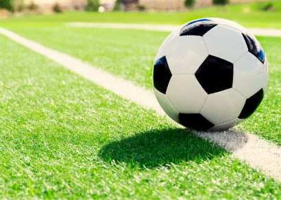 芝の上に置いてあるサッカーボール